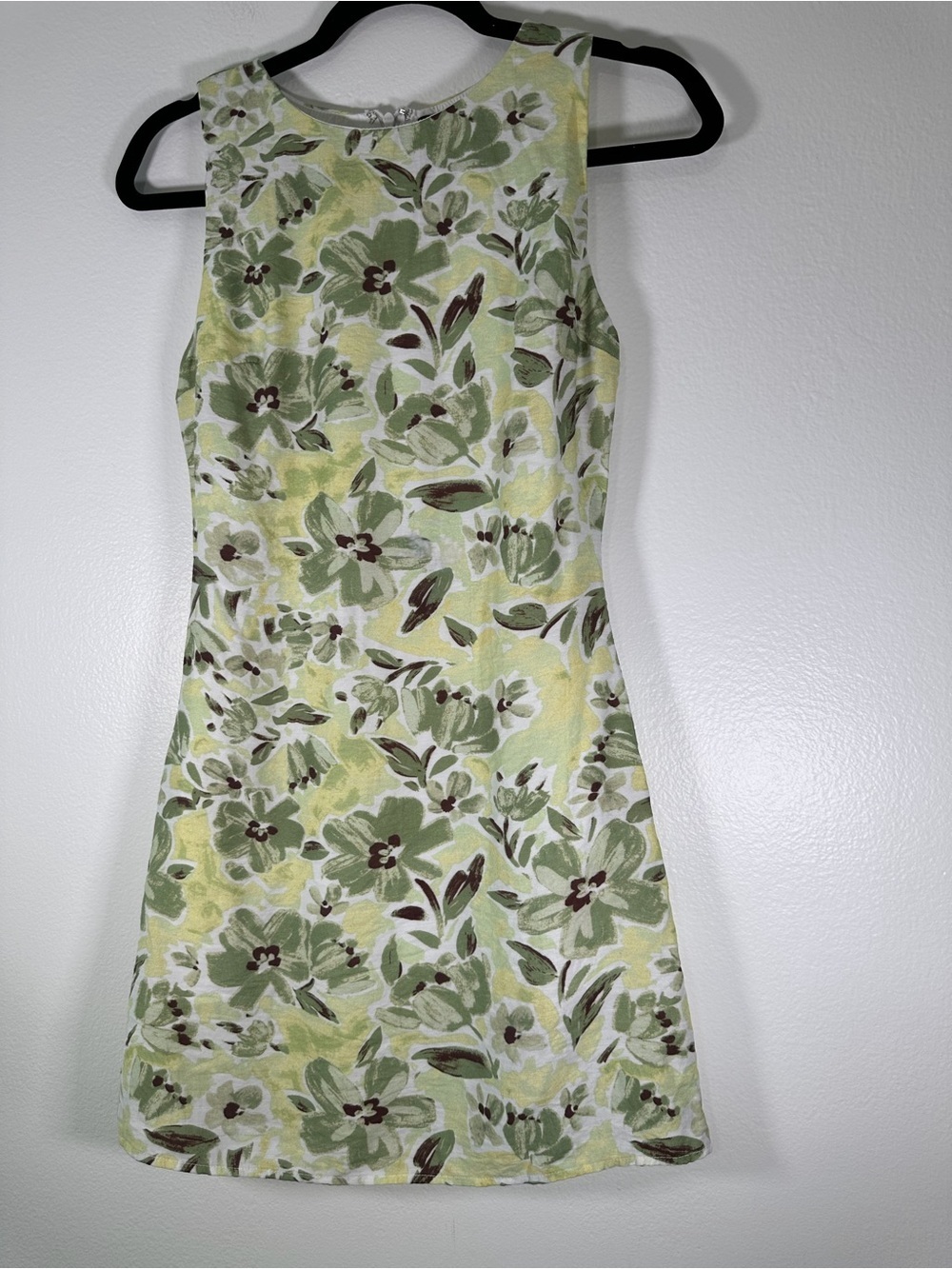 Lulus Green Floral Linen Blend Mini Dress XS Cottagecore - Picture 8 of 12